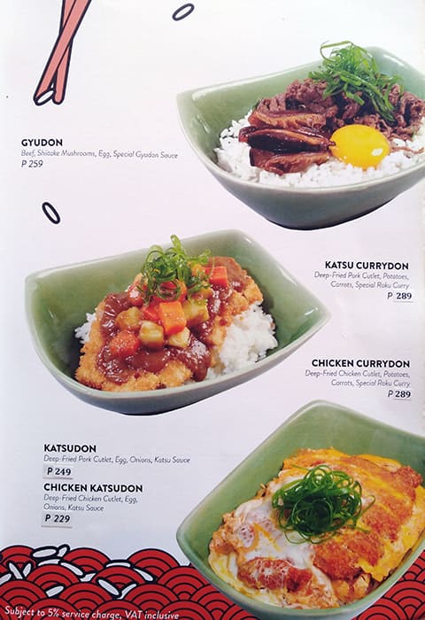 Menu at ROKU Sushi + Ramen restaurant, Quezon City, 5th floor