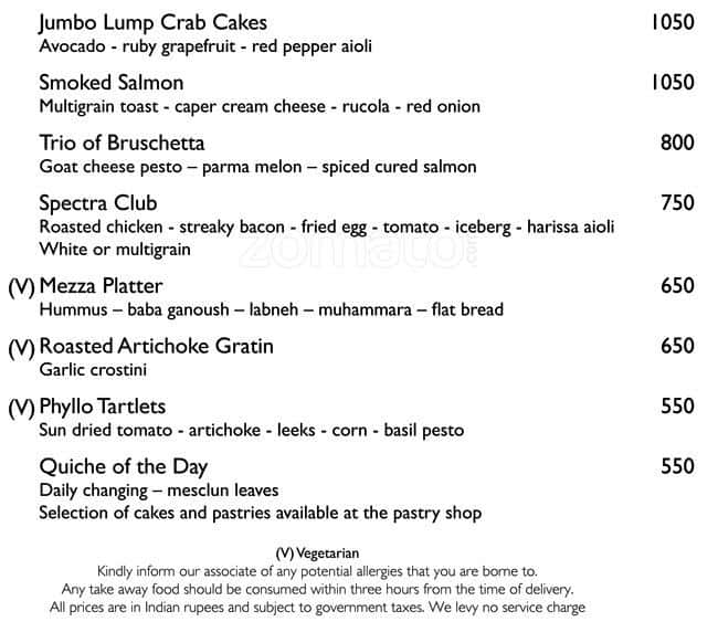 Lobby Lounge The Leela Palace Menu Zomato