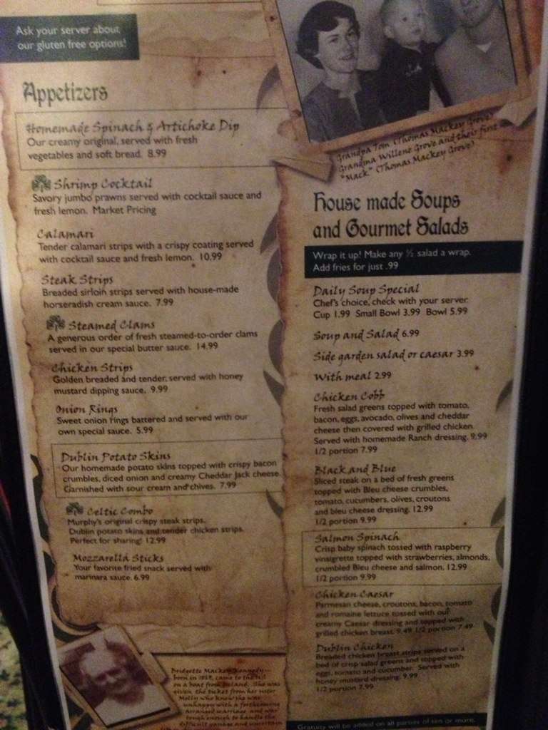 Menu at Mackey's pub & bar, Ontario