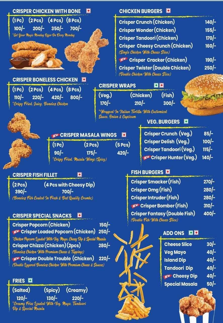 Menu of Crispers Shahdara New Delhi