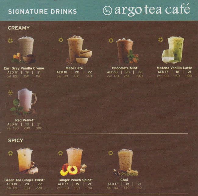 Argo Tea Menu, Menu for Argo Tea, Al Safa, Dubai Zomato