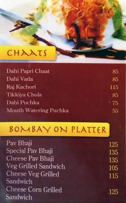 Chaat Chator menu