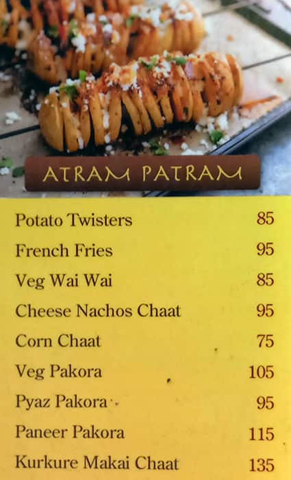 Chaat Chator menu
