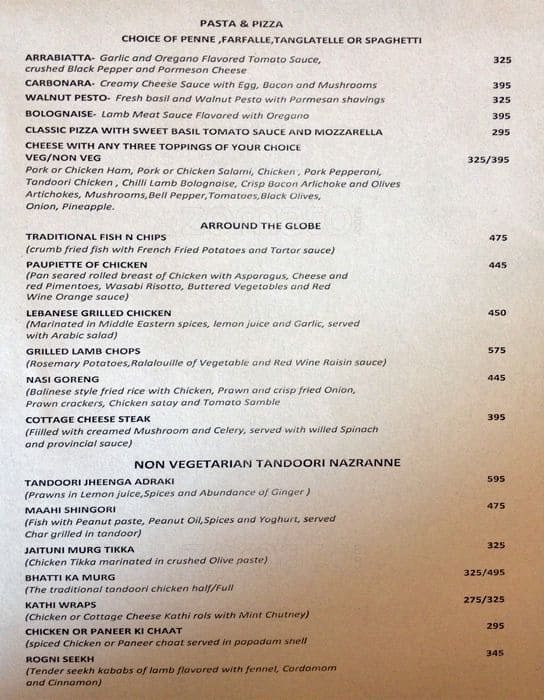 Menu at Crystal Bar Golden Tulip, New Delhi, F56P+XMW