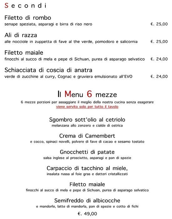 Menu di Innocenti Evasioni 