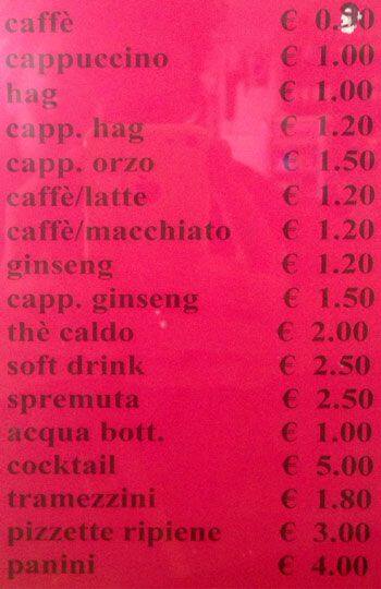 Menu di My Coffee S.r.l. C.r. 