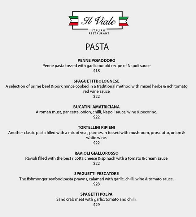 Menu At Il Viale Italian Restaurant Graceville