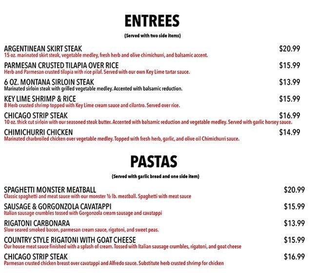 Menu at Metro Grill & Bar, Joliet