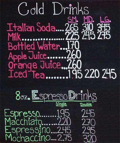 Carta de Johnny's Java Cotati