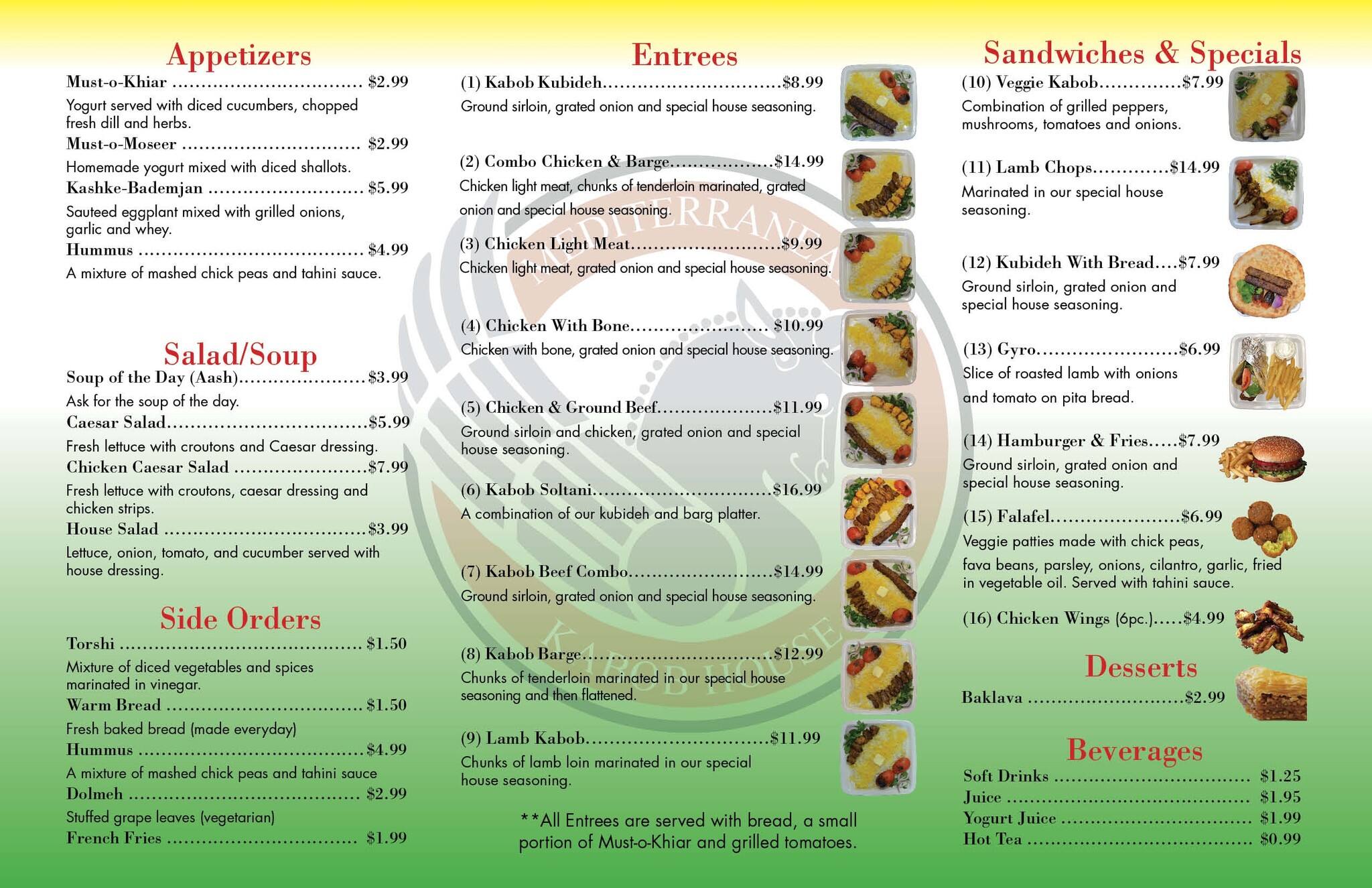 Mediterranean Kabob Menu, Menu for Mediterranean Kabob, Laurel