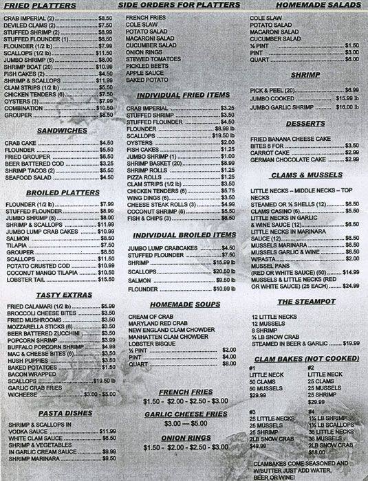 Dom's Seafood Menu, Menu for Dom's Seafood, Bensalem, Bucks County
