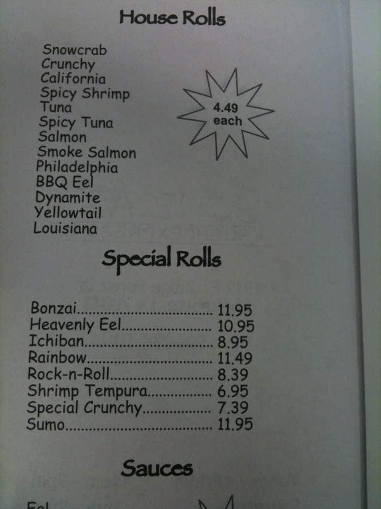 Bonzai Sushi Express Menu, Menu for Bonzai Sushi Express, Chalmette
