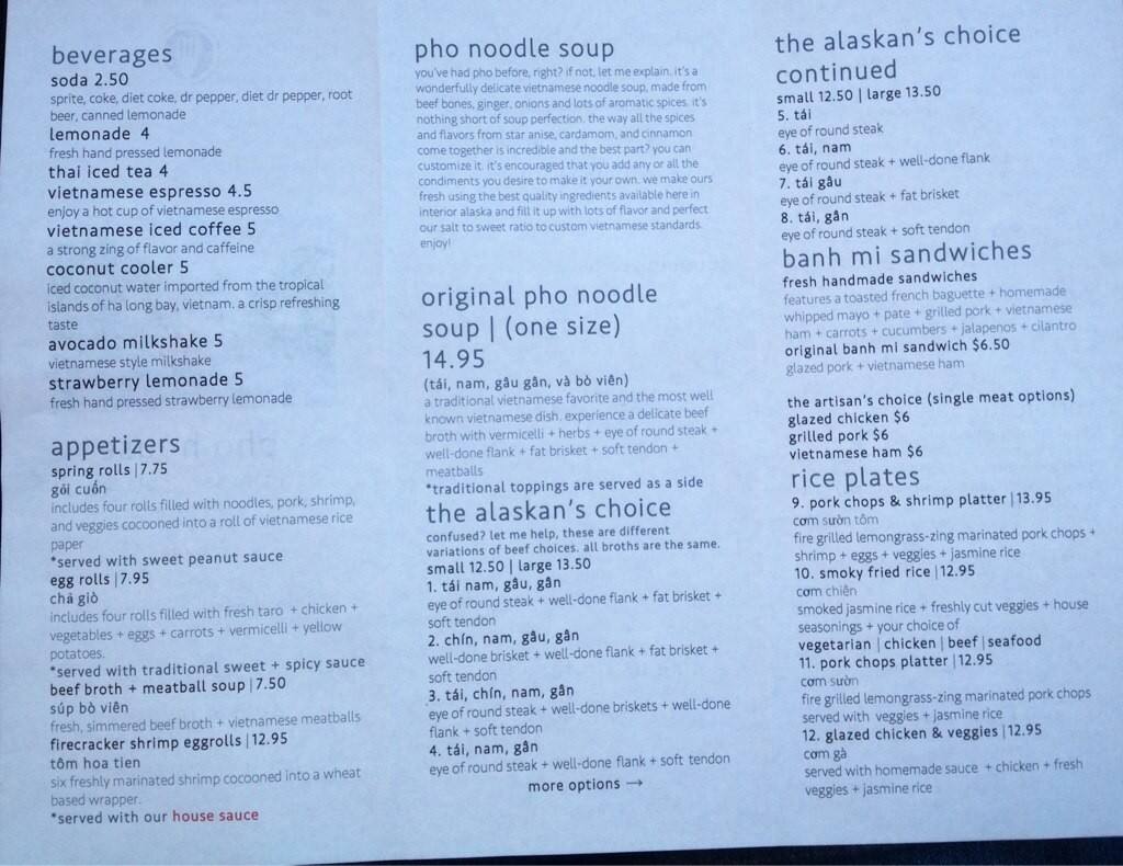 pho house menu menu for pho house fairbanks fairbanks