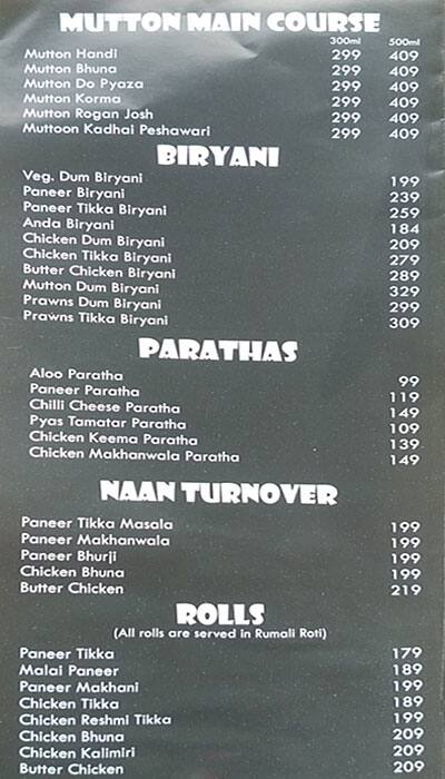 Punjab Depot, Airoli menu