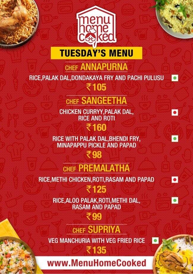 Menu Home Cooked Menu, Menu for Menu Home Cooked, Madhapur, Hyderabad