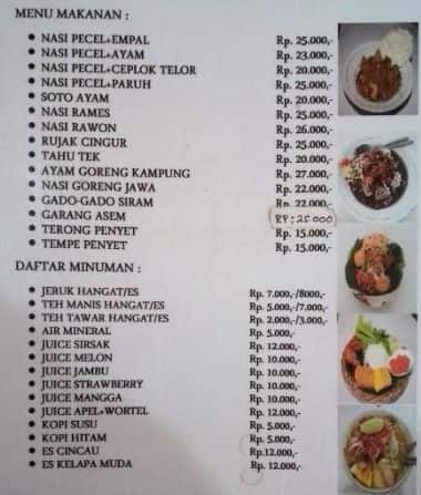 Warung Jawa Timur Putri Menu, Menu for Warung Jawa Timur Putri, Kampung ...