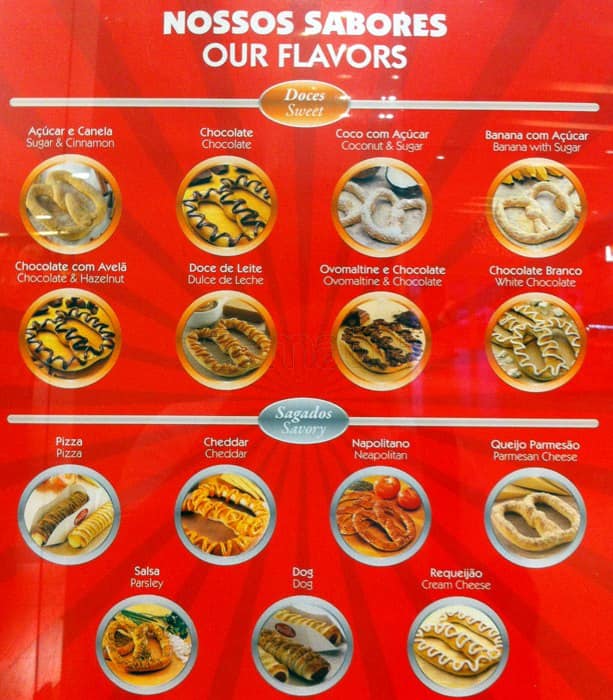 Mr. Pretzels menu, Menu restauracji Mr. Pretzels, Barra, Salvador