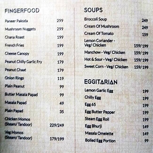 Menu at Sky Blue Sports Bar, Indore