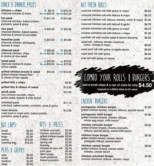 Mascot Charcoal Chickens Menu, Menu untuk Mascot Charcoal Chickens, Mascot, Sydney Urbanspoon