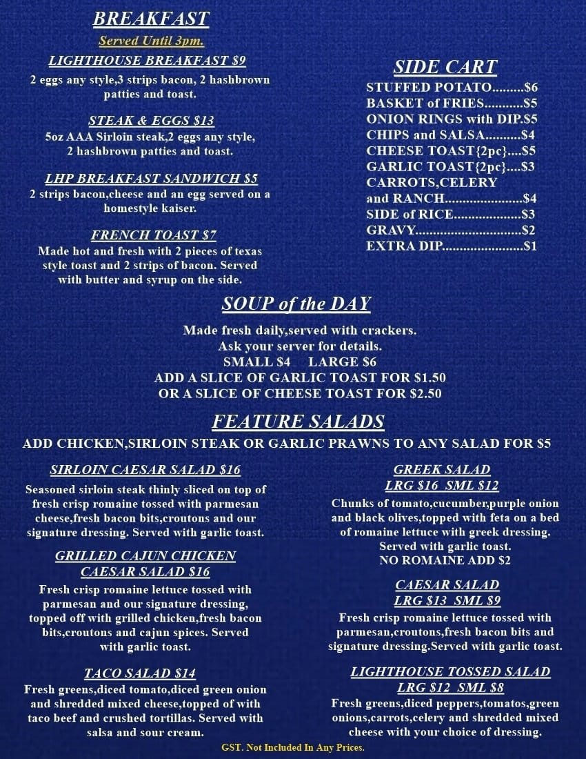 Lighthouse Pub Menu, Menu for Lighthouse Pub, Deer Ridge, Calgary ...