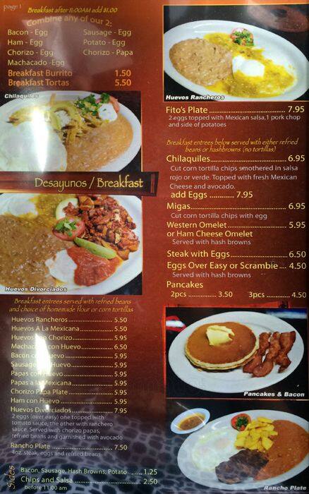 Rancho Restaurant Menu For Irving Rancho Restaurant Irving Menu