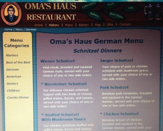 Oma's Haus Restaurant Menu - Urbanspoon/Zomato
