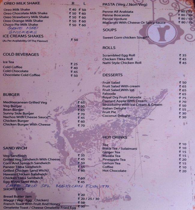 Cafe Orio menu