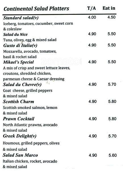 Mikael's menu