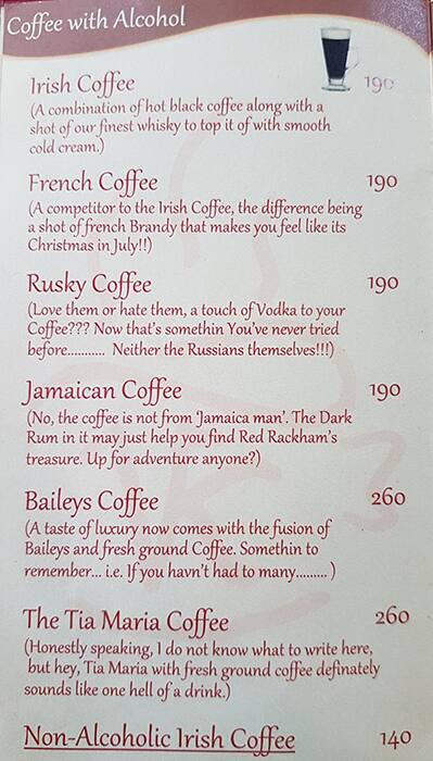 Vivenda Kafe Menu Menu Restauracji Vivenda Kafe Candolim Goa