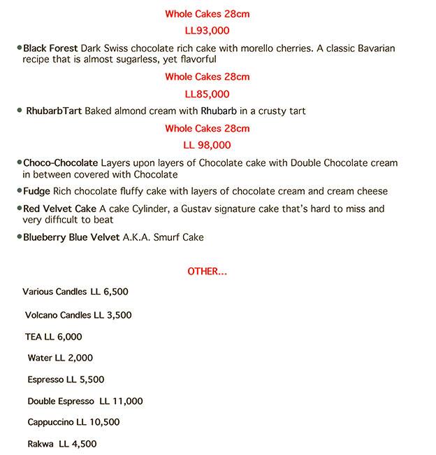 Gustav menu