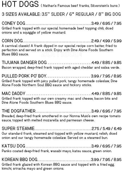 Let's Be Frank Menu, Menu for Let's Be Frank, KensingtonChinatown