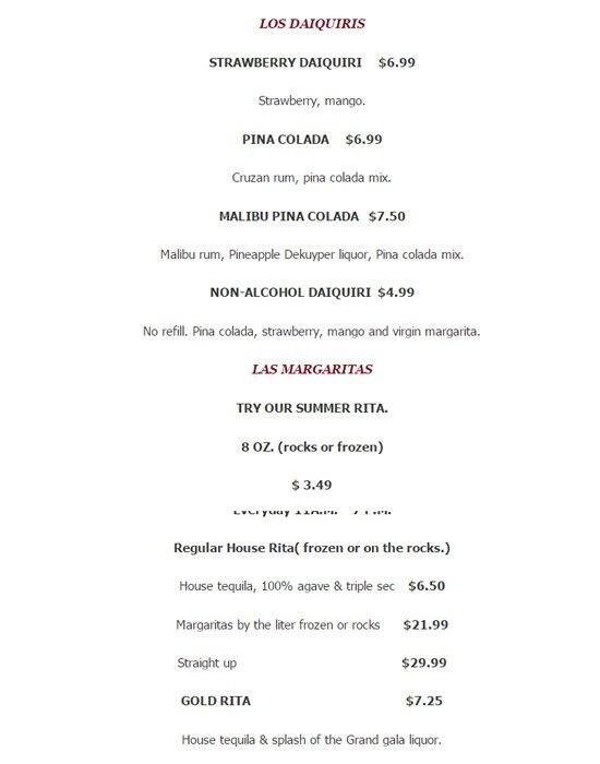 Menu at Eduardo's Mexican Kitchen pub & bar, Houston, 911 E NASA Pkwy