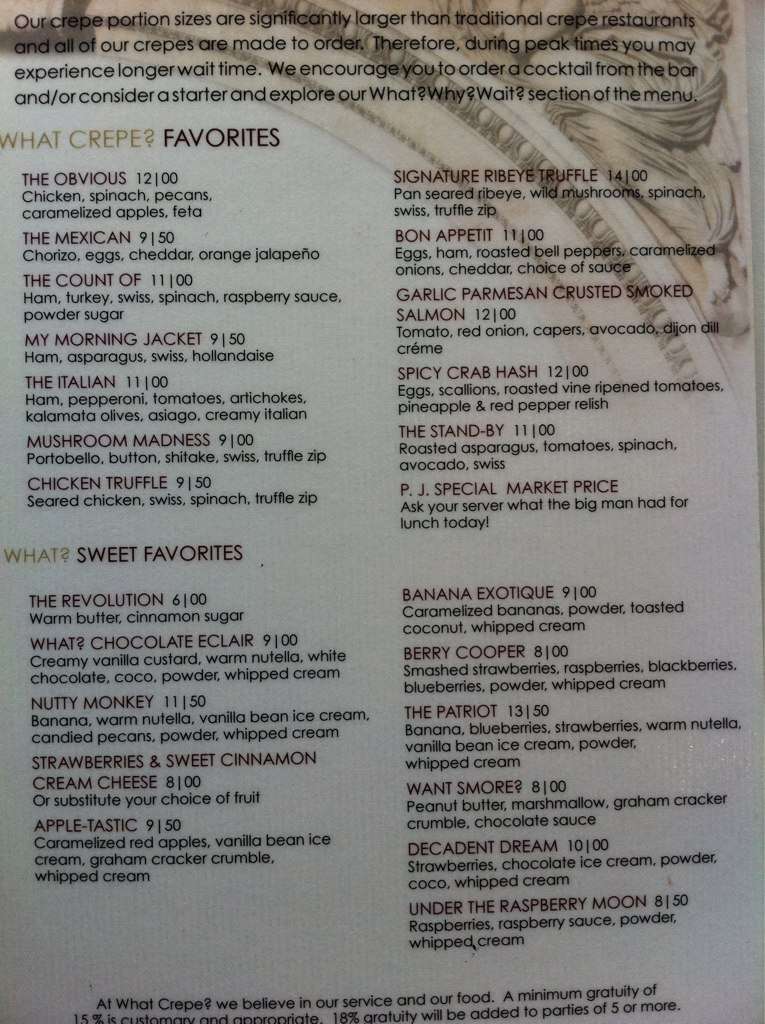 The Crepe Menu, Menu for The Crepe, Royal Oak, Detroit Urbanspoon/Zomato