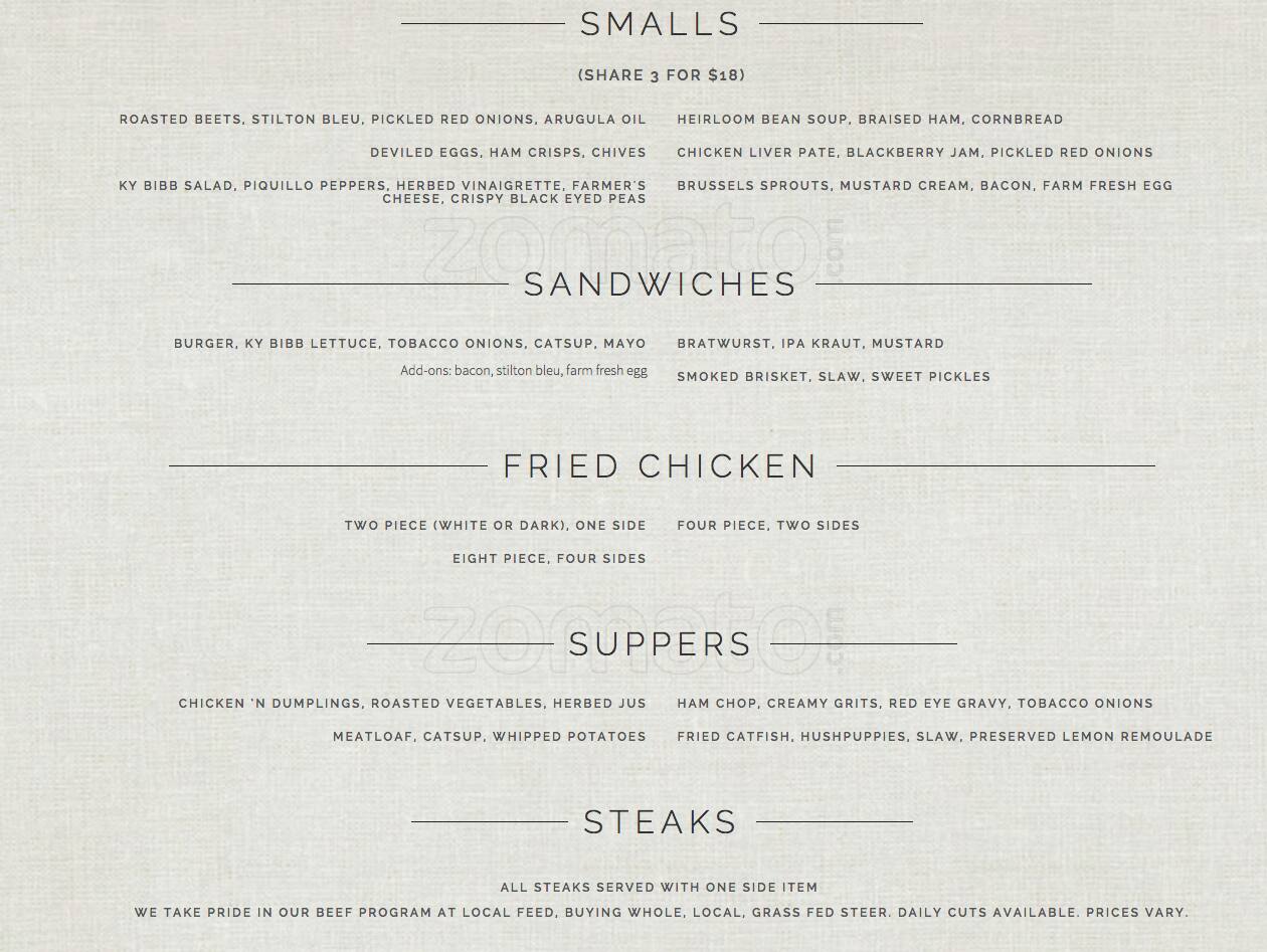 Menu at Local Feed restaurant,