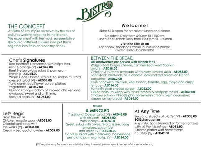 Bistro 55 - DoubleTree By Hilton Hotel & Residences Menu - Zomato