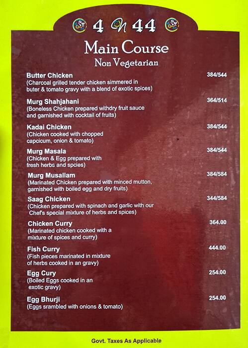 4 on 44 Restaurant & Bar menu