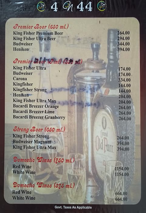 4 on 44 Restaurant & Bar menu