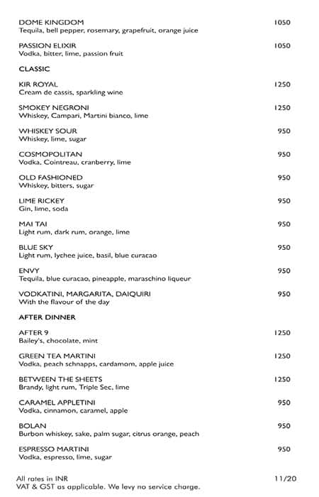Dome menu