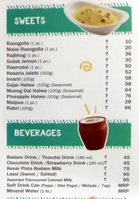 Bikanervala Preet Vihar Delhi menu