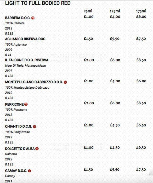 Menu at Divino Enoteca Italian Restaurant & Wine Bar, Edinburgh