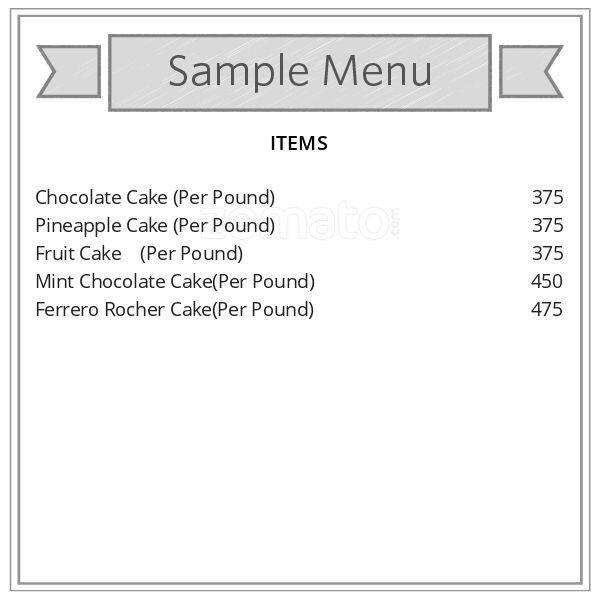 Cakelicious menu