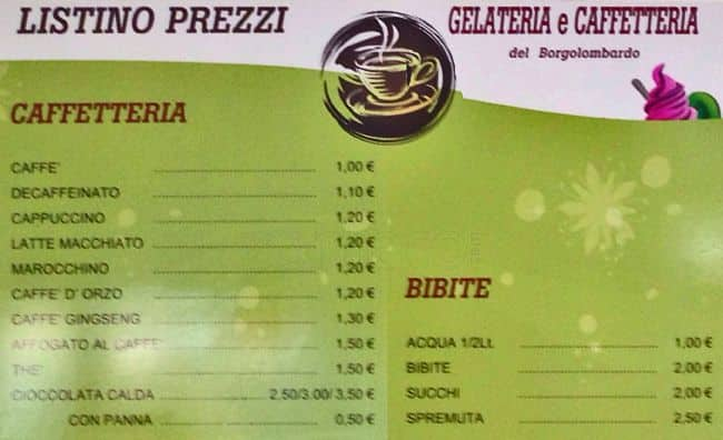 Menu di Gelateria del Borgo Lombardo 