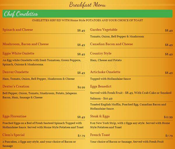 Clementine's menu, Menu restauracji Clementine's, Champions/FM 1960