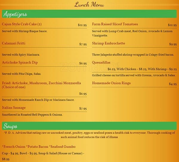 Menu at Clementine's Restaurant, Houston