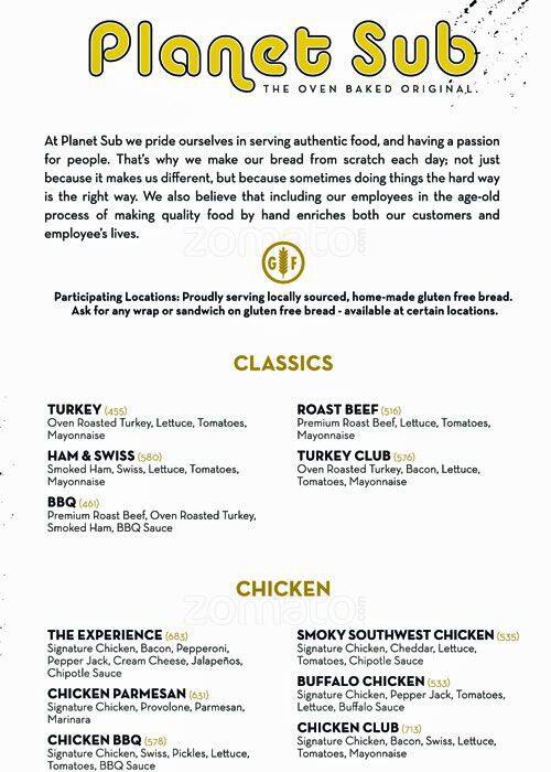 Sub Menu, Menu for Sub, Waldo, Kansas City, Missouri