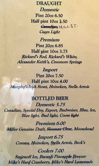 Chalkers Sports Bar and Grill menu