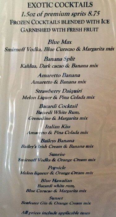 Chalkers Sports Bar and Grill menu
