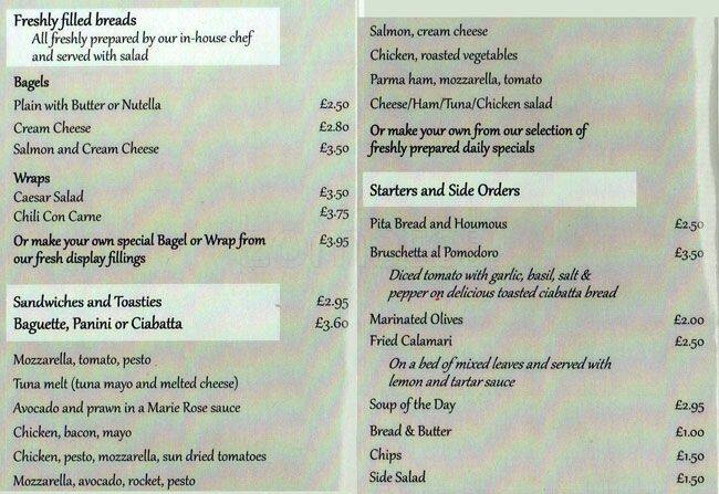 Olive Tree Cafe menu