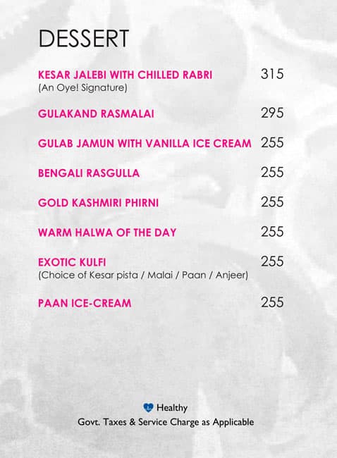 Menu At Indiya Oye Radisson Blu Hotel Indore 5315