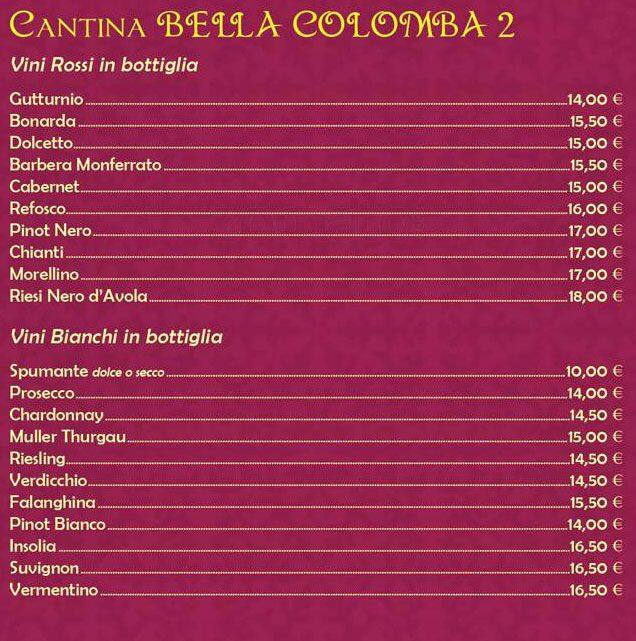 Menu di Bella Colomba 2 